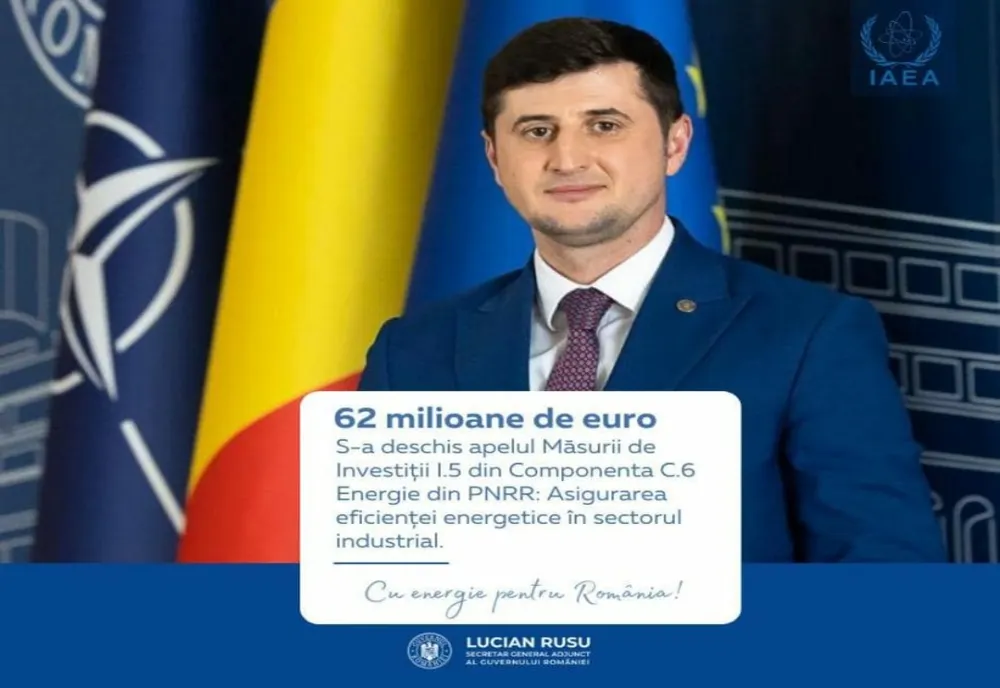 Secretarul General Adjunct al Guvernului Lucian Rusu a anunțat demararea unui nou program de finanțare în valoare de 62 milioane euro – asigurarea eficienței energetice în sectorul industrial